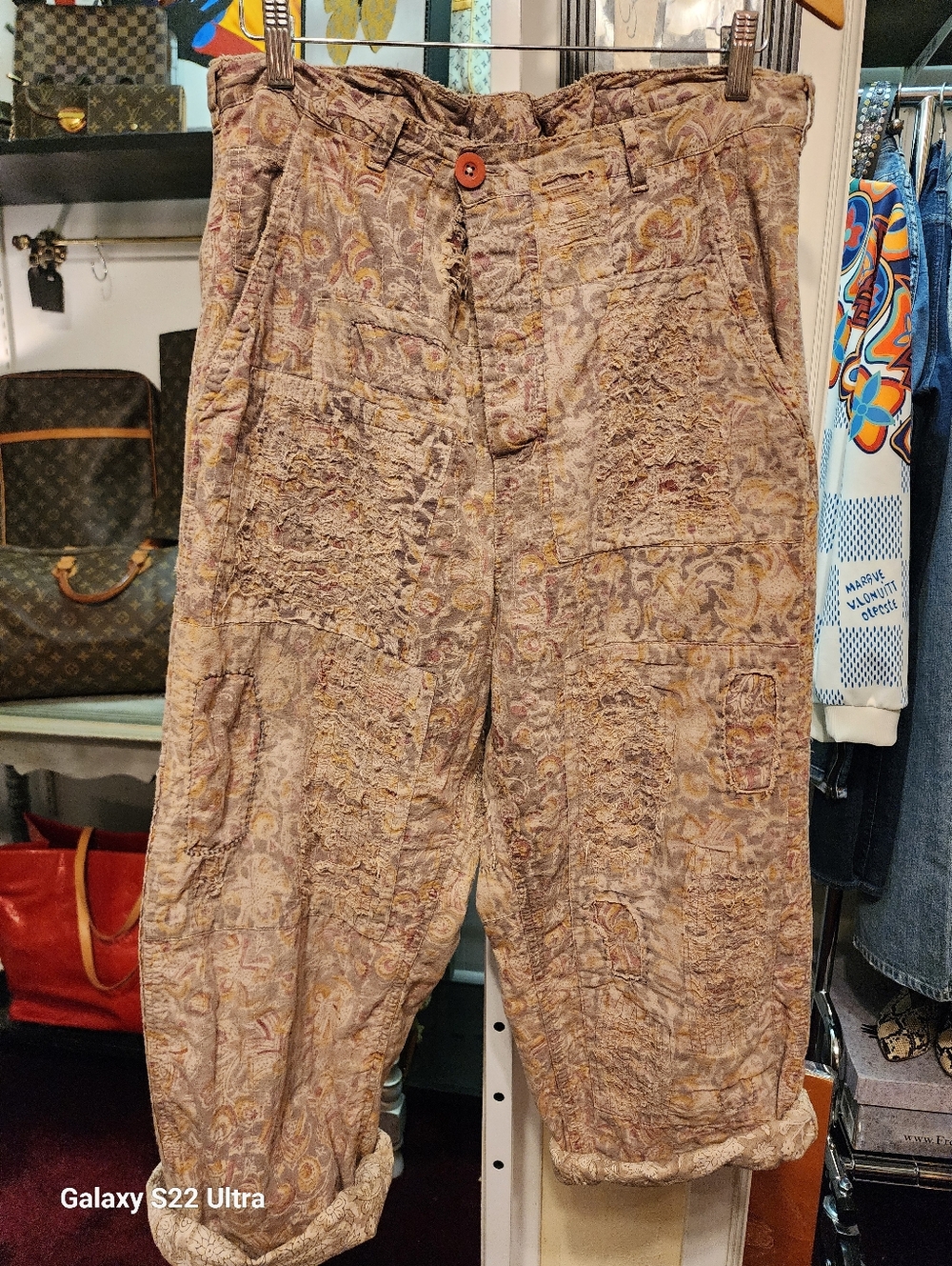 Magnolia Pearl  Textured Paisley  Pants in Tan - Vintage-Inspired Casual